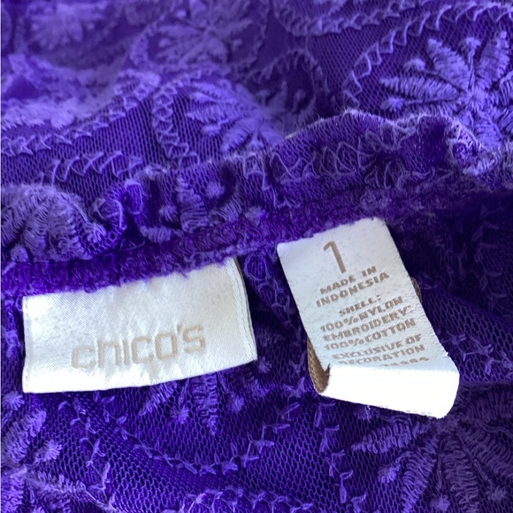 Purple Chico’s embroidered semi-sheer top - Picture 9 of 9